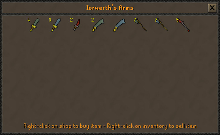 Celyn's shop (Iorwerth's Arms) stock / OSRS