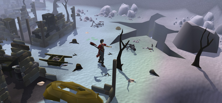 Cutting a burnt tree in Fishing Hamlet (OSRS)