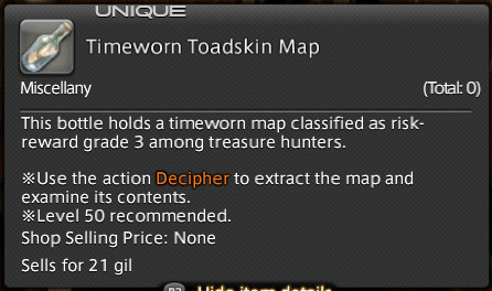 Timeworn Toadskin Map screenshot / FFXIV