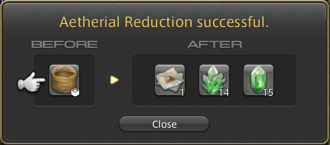 Aetherial Reduction Result / FFXIV