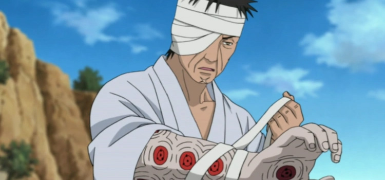 Danzo unwrapping arm in Naruto anime