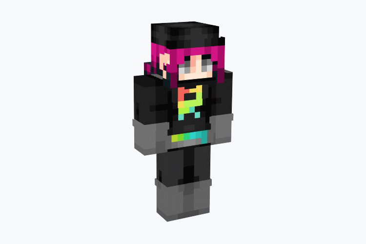 Rainbow Team Rocket Grunt (Girl) Minecraft Skin