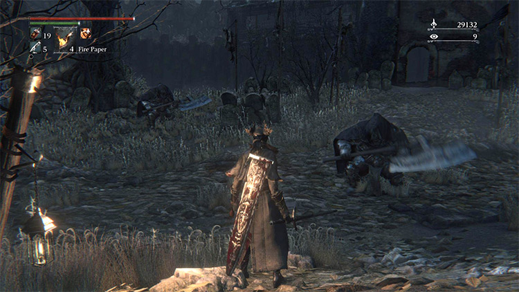 The two Executioners in the cemetery at the bottom of the hill / Bloodborne