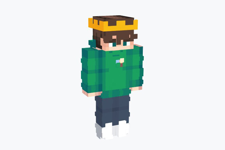Green Hoodie with Crown (Boy) Minecraft Skin