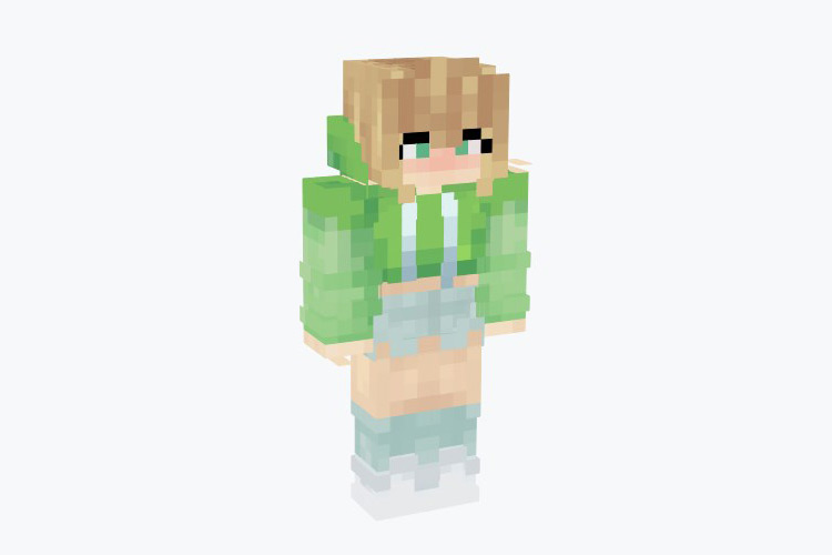 Girl in Green Cropped Hoodie Minecraft Skin