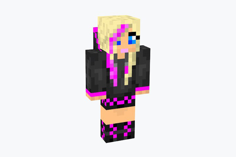 Pink Hoodie Girl (Blonde) Minecraft Skin
