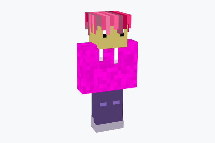 Pink Dreads with Pink Hoodie Skin For Minecraft