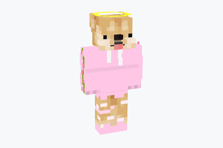 Doge with Pink Hoodie Minecraft Skin