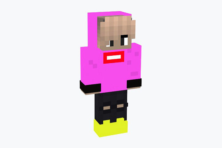 Pink Supreme Hoodie (Boy) Skin For Minecraft