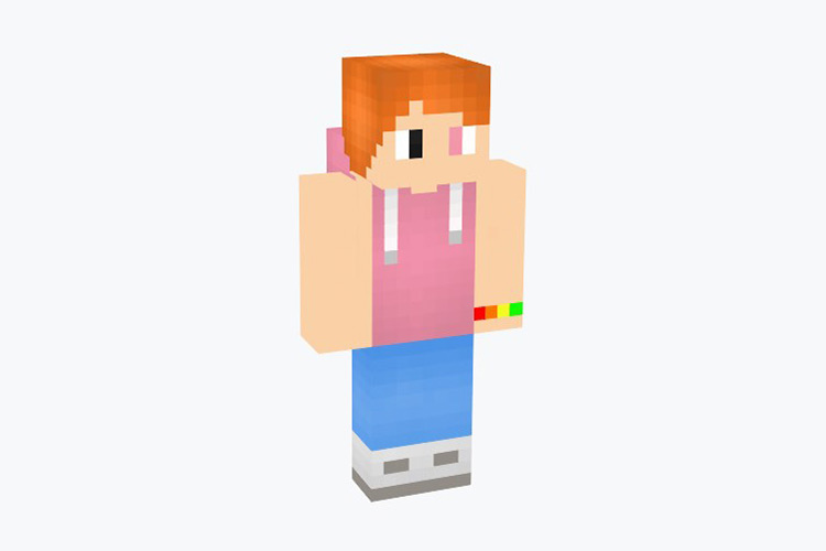 Sleeveless Pink Hoodie Minecraft Skin