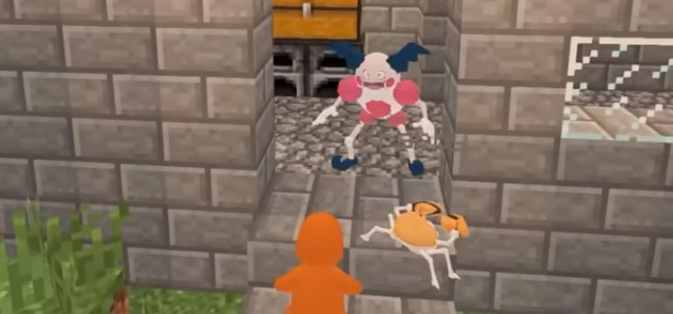 Charmander and Mr. Mime in Minecraft