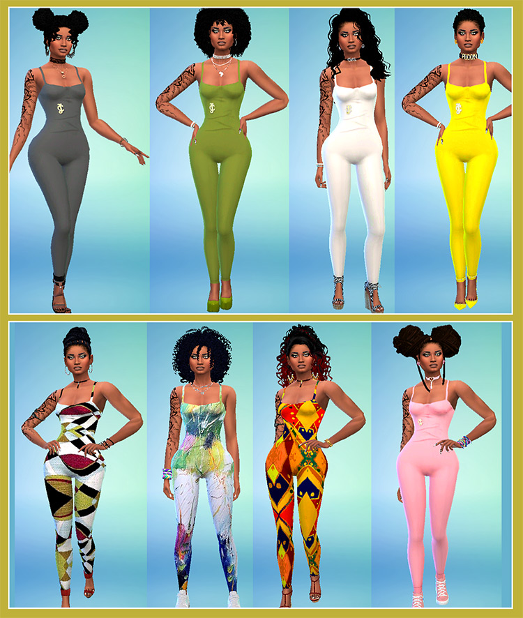Lycra Patterned Leotard Juicy Bodysuits by blewis50 / Sims 4 CC