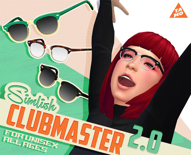 Simlish Clubmaster Sunglasses v2.0 / Sims 4 CC