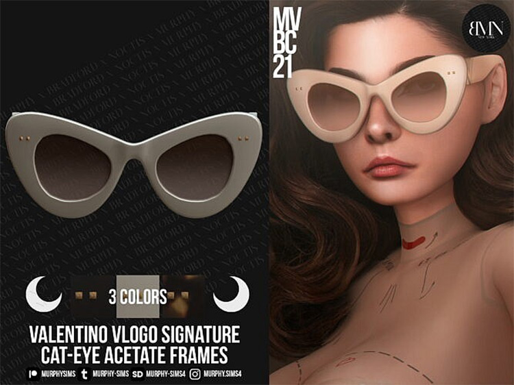 Acetate Cat-Eye Frames by MURPHY / Sims 4 CC