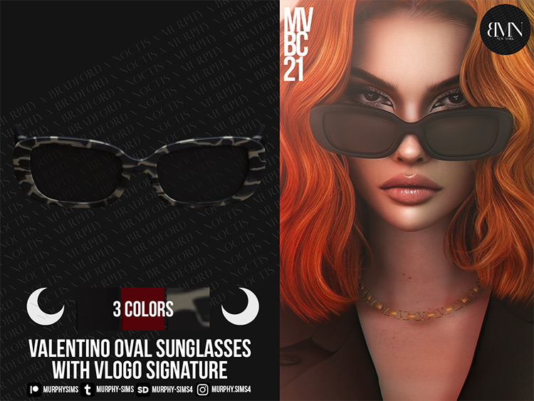Oval Acetate Sunglasses with VLogo Signature / Sims 4 CC
