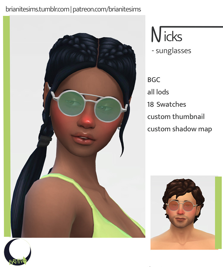Nick’s Round Sunglasses / Sims 4 CC