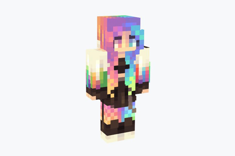 minecraft girl skins with rainbow hair