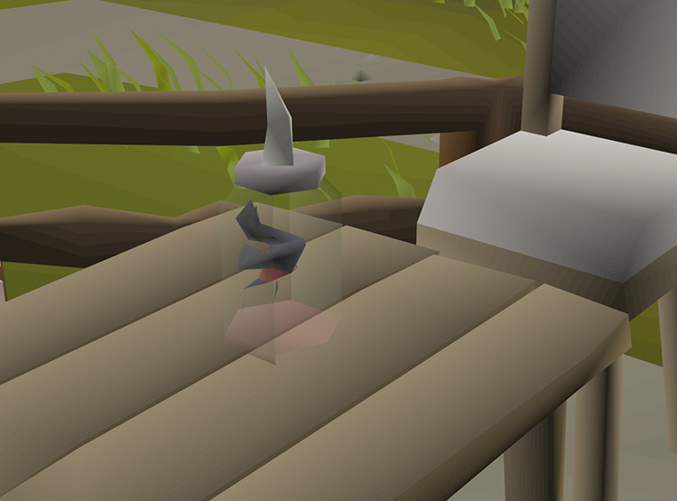 A ninja impling in a jar on a table / OSRS
