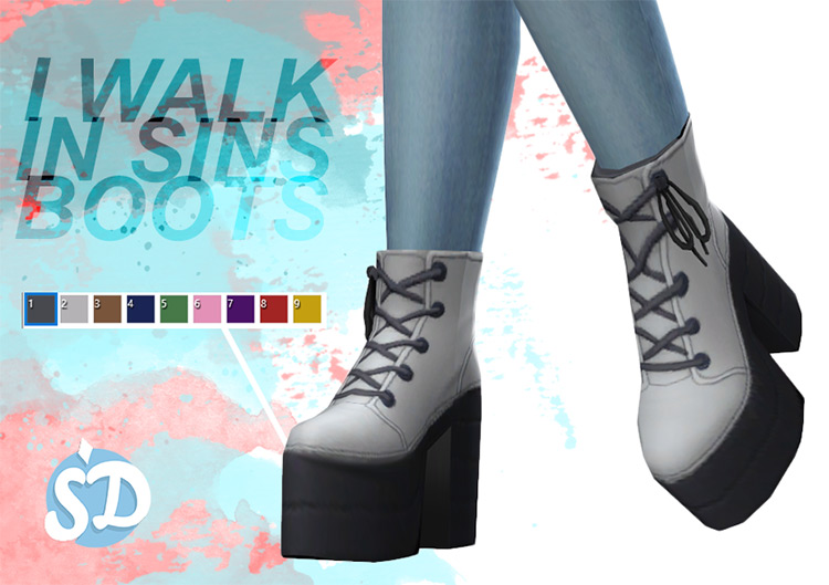 Walk In Sins Heel Boots by sondescent / TS4 CC