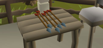 A stack of rune arrows on a table in the Falador pub