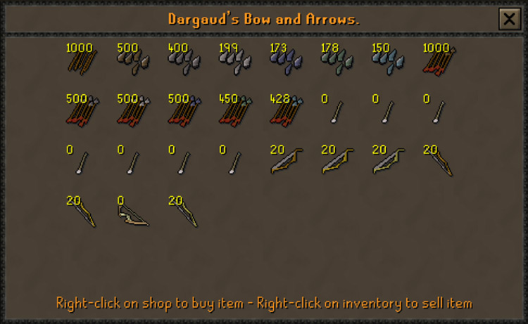 Dargaud's Bow and Arrows stock / OSRS