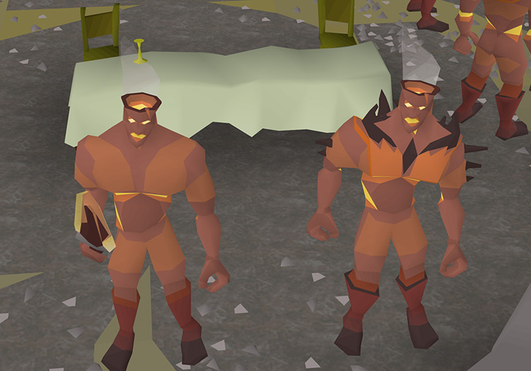 Fire giants in the Waterfall Dungeon / Old School RuneScape