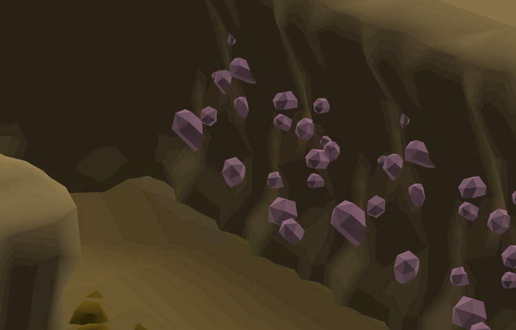 Amethyst crystals in the Mining Guild under Falador / OSRS