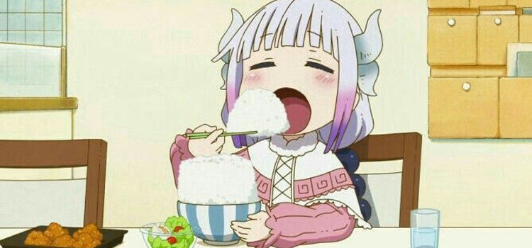 Kanna eating rice in Kobayashi’s Dragon Maid