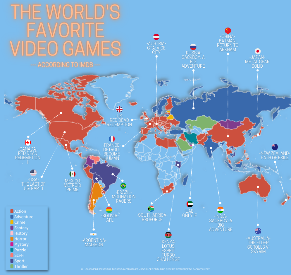 FandomSpot World's Favorite Video Games (Map)