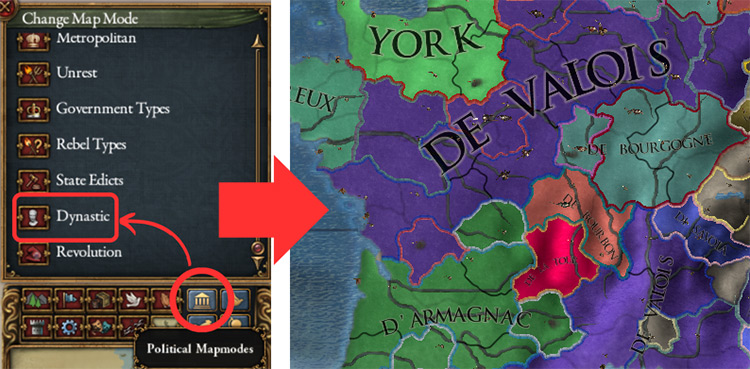 How the Dynastic Map Mode looks like / EU4