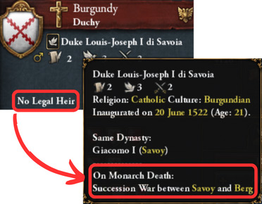Berg can trigger a Succession War against Savoy to steal or prevent its PU over Burgundy / EU4