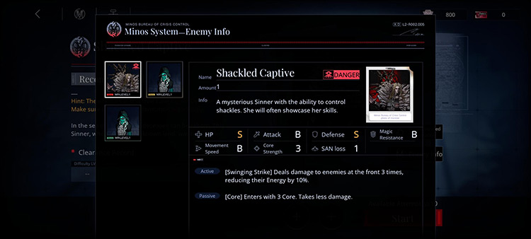 Shackled Captive (Enemy Info) / Path To Nowhere