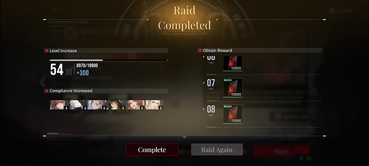 Raid Completed (Rewards List) / Path To Nowhere
