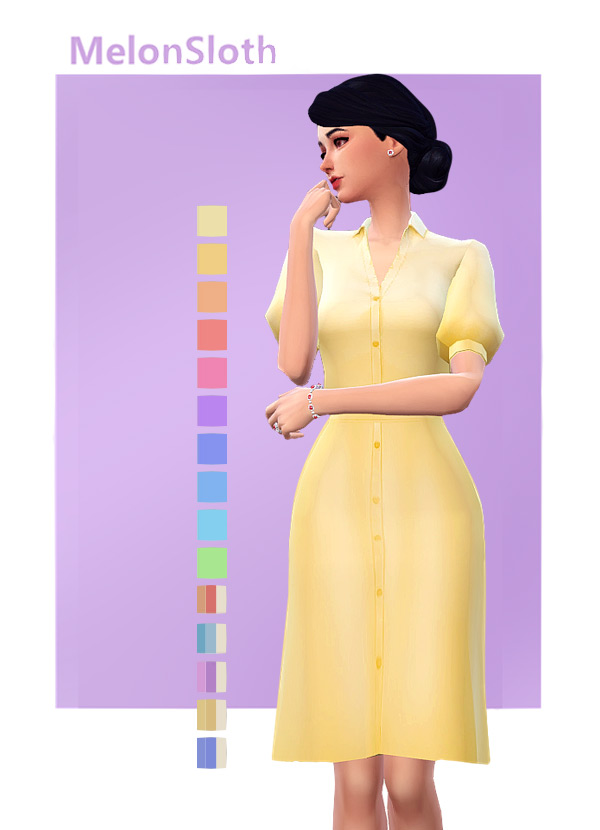 Yellow Summer Dress / Sims 4 CC