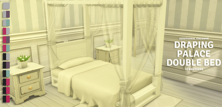 Draping Palace Double Bed (Seasons Required) / Sims 4 CC