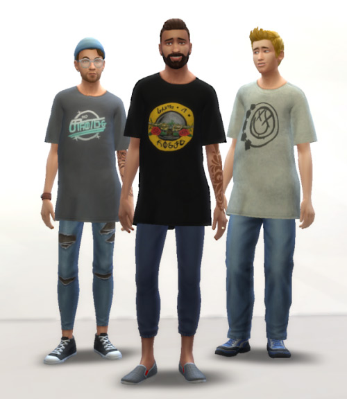 Oversized Band T-Shirts / Sims 4 CC