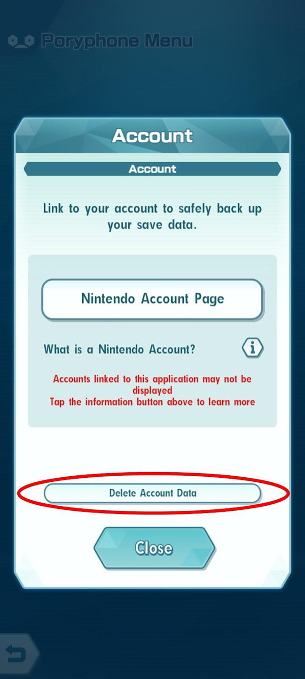 Account Delete Account Data / Pokémon Masters EX