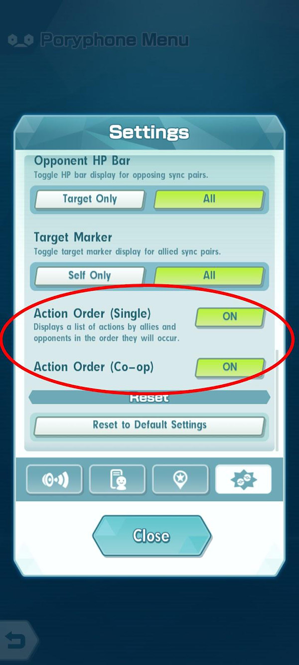 Action Order (Battle Settings) / Pokémon Masters EX