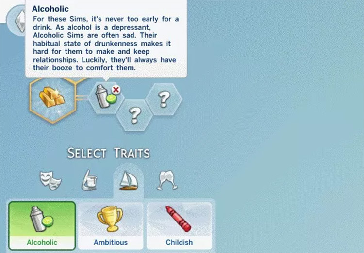 Alcoholic Trait Sims4 mod