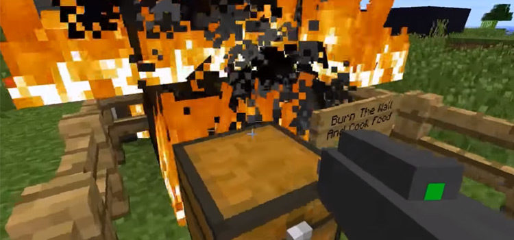 Flamethrower mod in Minecraft