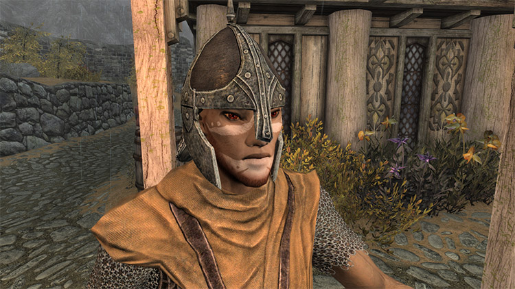 Open-face guard helmet mod for Skyrim