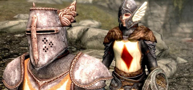 Crusader Knight and Lydia - Medieval Skyrim Screenshot