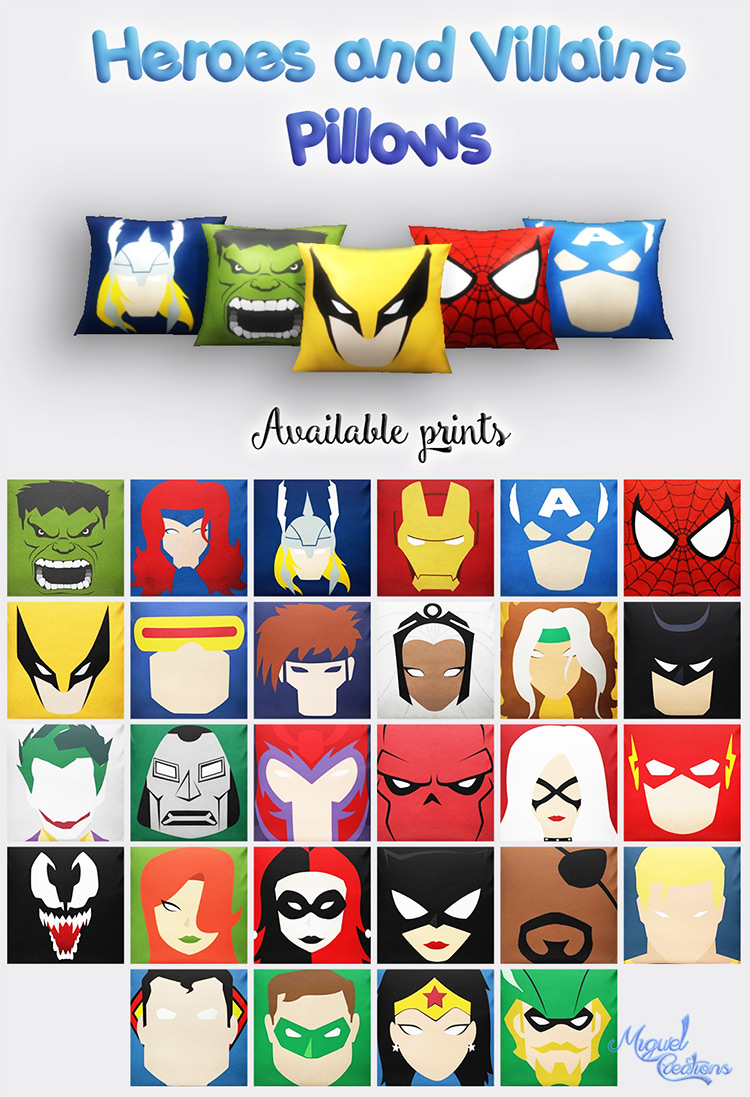 Heroes and Villains Pillows TS4 CC