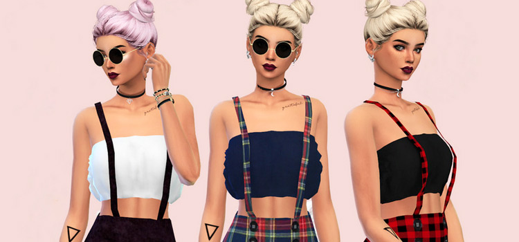 Suspenders with a skirt and top - Sims 4 CC
