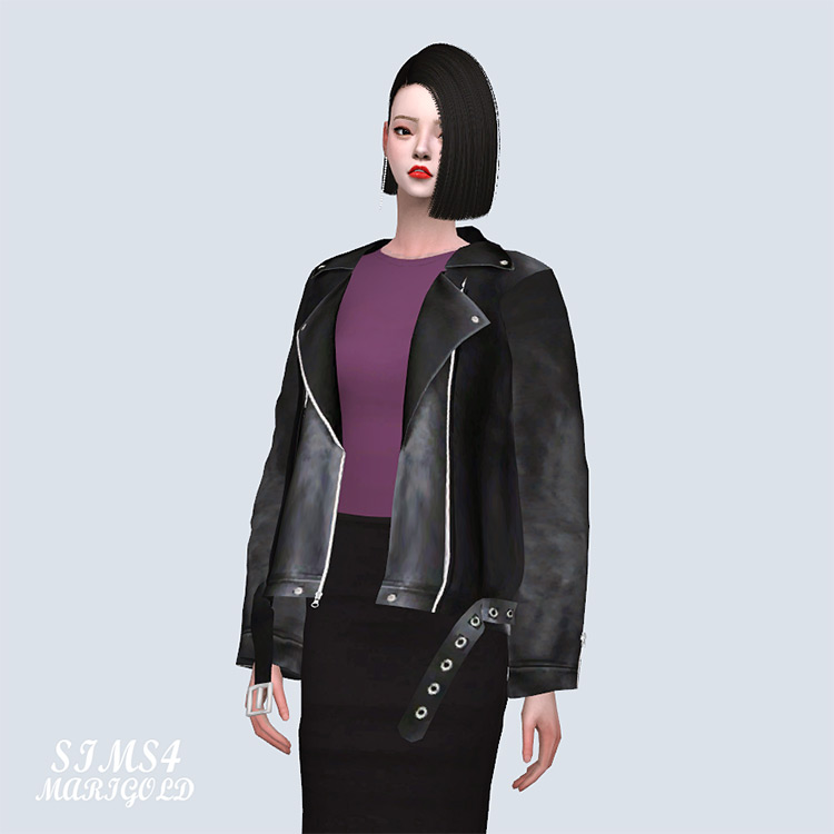 Loose-Fit Leather Jacket TS4 CC