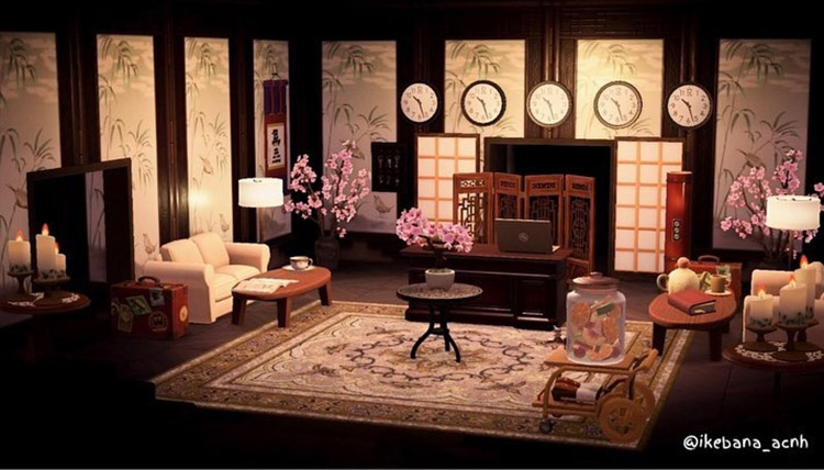 Japanese-themed hotel lobby design in ACNH