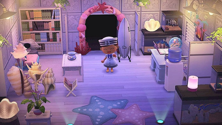 Ocean themed inn lobby - ACNH Idea