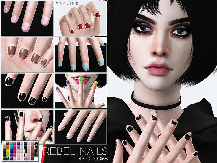 Pralinesims’ Rebal Nails N25 for Sims 4