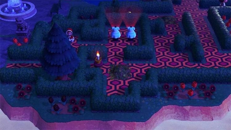 Spooky garden maze design in ACNH