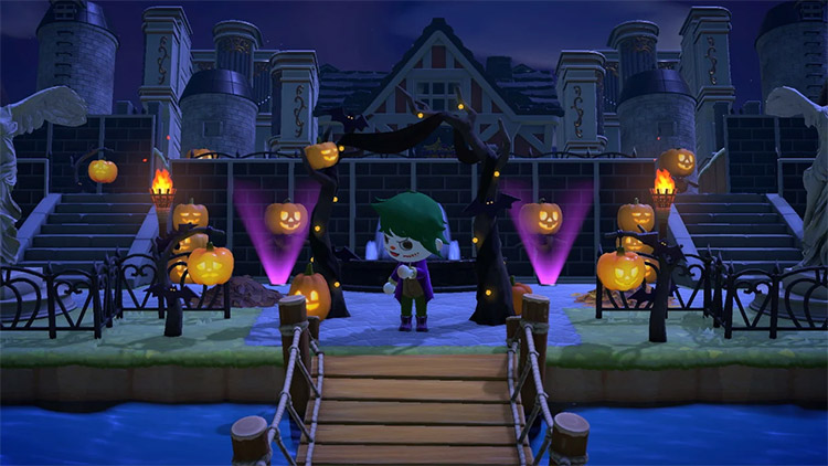 Custom haunted castle design in ACNH